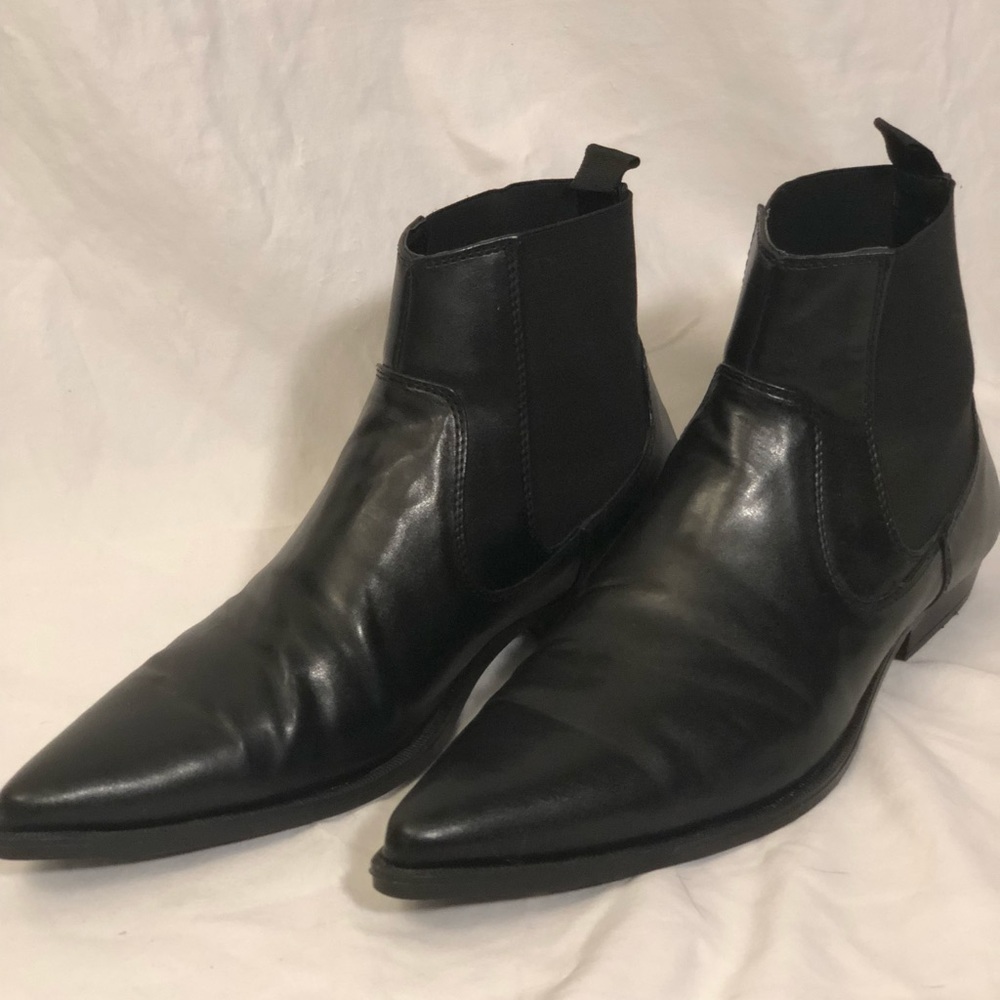 ASOS pointed pleather boots